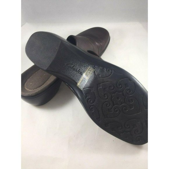 Clarks Womens Shoes Mules Size 8M Brown Leather With Buckle - Picture 9 of 12